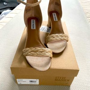 Rattan Look Block Heel Sandal